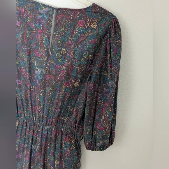 EVEREVE WOMENS floral Fall jumpsuit 3/4 ballon sleeves ockets cotton blend Small - Picture 10 of 15